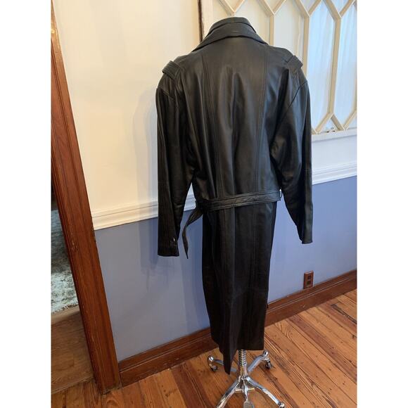 Medium Pelle Moda Women's Vintage 49" Long Leather Insulated Overcoat Belted - Picture 4 of 11